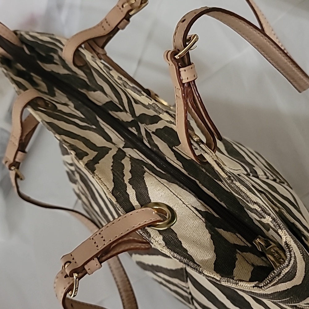 Michael Kors Zebra Pattern Shoulder Bag - Brown and Cream - Picture 4 of 14